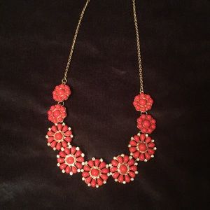 Coral flower statement necklace